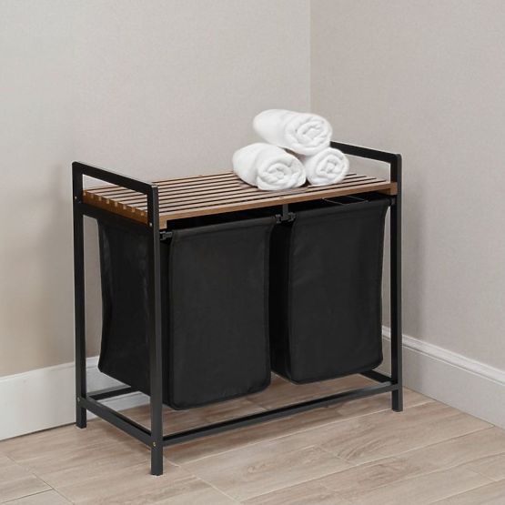 Panier à linge en bambou HANOI BLACK NOIR