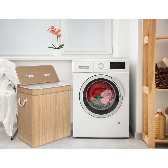 Panier à linge en bambou Soren 2 compartiments naturel