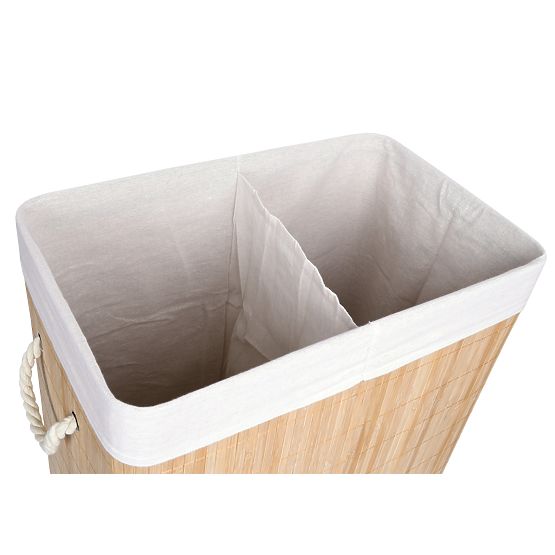 Panier à linge en bambou Soren 2 compartiments naturel