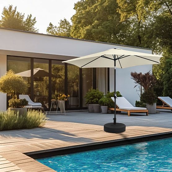 Parasol de jardin pliable pour balcon réglable 210 cm beige