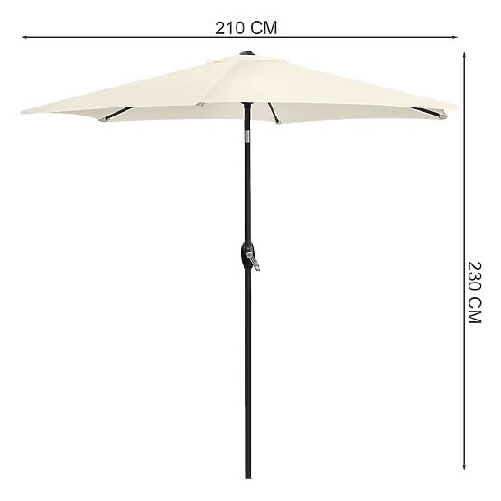 Parasol de jardin pliable pour balcon réglable 210 cm beige