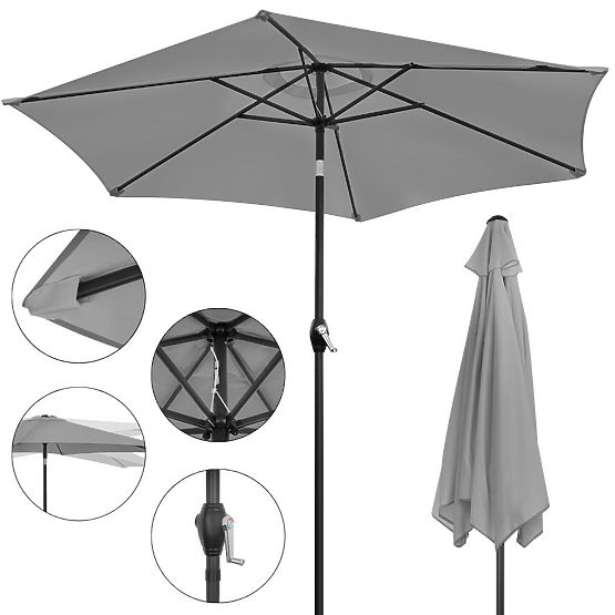 Parasol de jardin pliable pour balcon réglable 210 cm gris