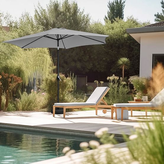 Parasol de jardin pliable pour balcon réglable 210 cm gris