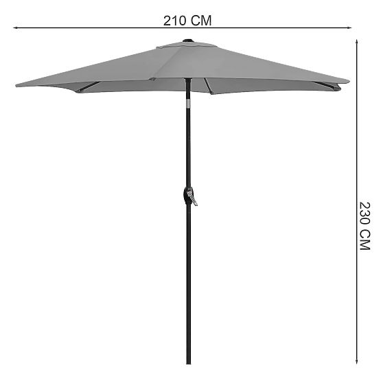 Parasol de jardin pliable pour balcon réglable 210 cm gris
