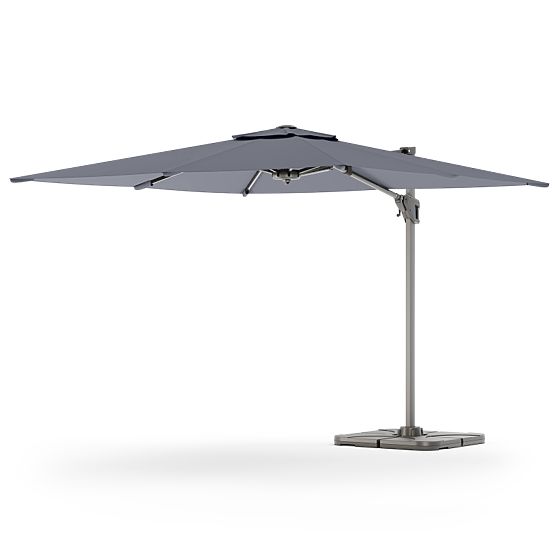 Parasol de jardin sur bras Shade 4x3 m avec housse, pivotant à 360°, gris