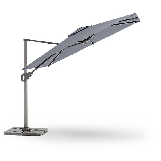 Parasol de jardin sur bras Shade 4x3 m avec housse, pivotant à 360°, gris