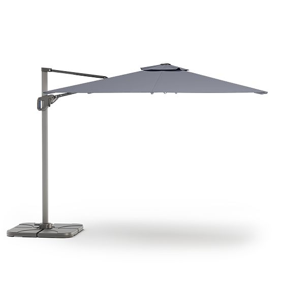 Parasol de jardin sur bras Shade 4x3 m avec housse, pivotant à 360°, gris