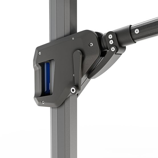 Parasol de jardin sur bras Shade 4x3 m avec housse, pivotant à 360°, gris