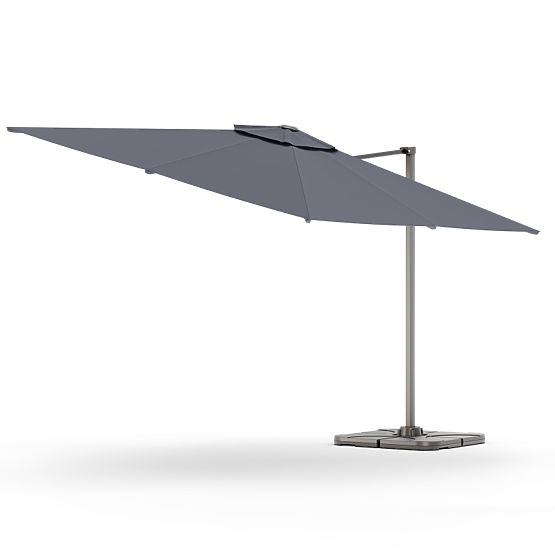 Parasol de jardin sur bras Shade 4x3 m avec housse, pivotant à 360°, gris