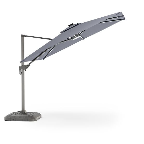 Parasol de jardin sur bras Shade Deluxe 4x3 m avec housse et éclairage LED solaire, pivotant