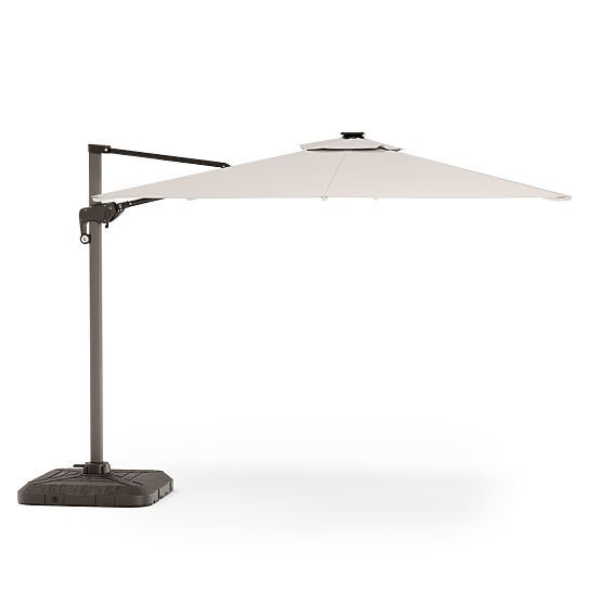 Parasol de jardin sur bras Shade Deluxe 4x3 m avec housse et éclairage LED solaire, pivotant
