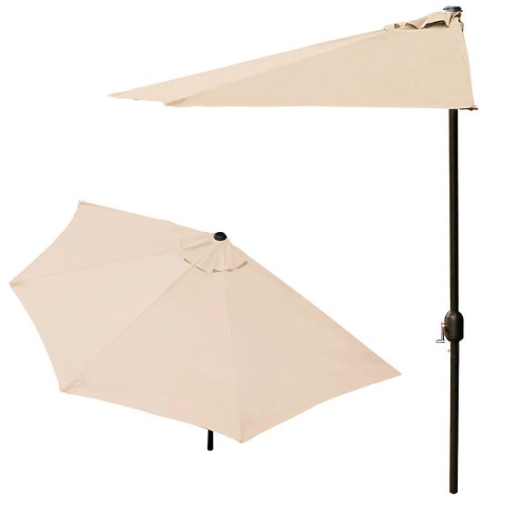 Parasol mural de jardin demi-rond pour terrasse 2,7m beige