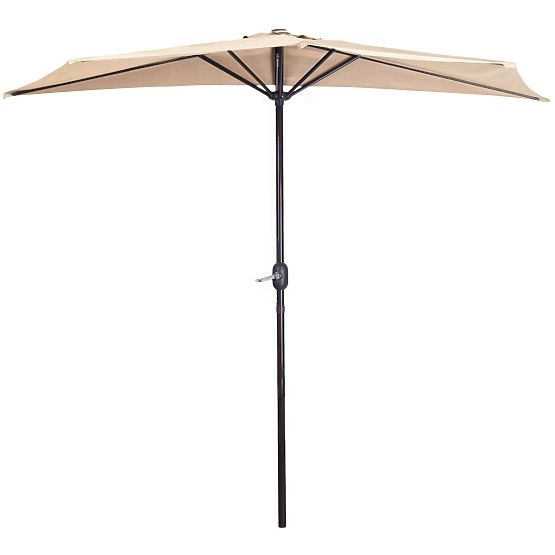 Parasol mural de jardin demi-rond pour terrasse 2,7m beige