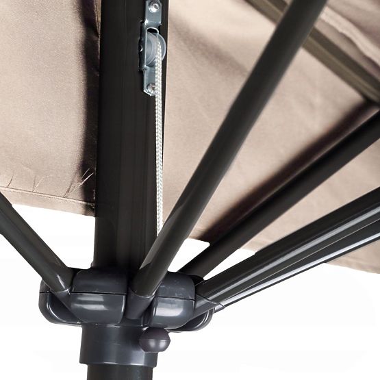 Parasol mural de jardin demi-rond pour terrasse 2,7m beige