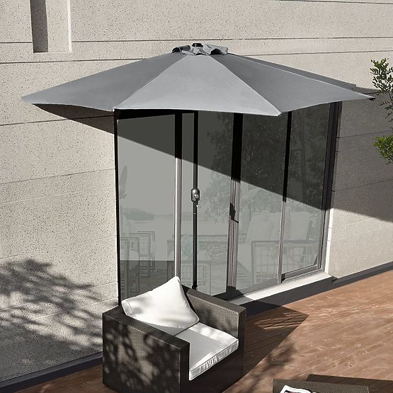 Parasol semi-circulaire pour la terrasse - gris