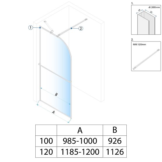 Paroi de douche Rea Sky Brush Gold 100