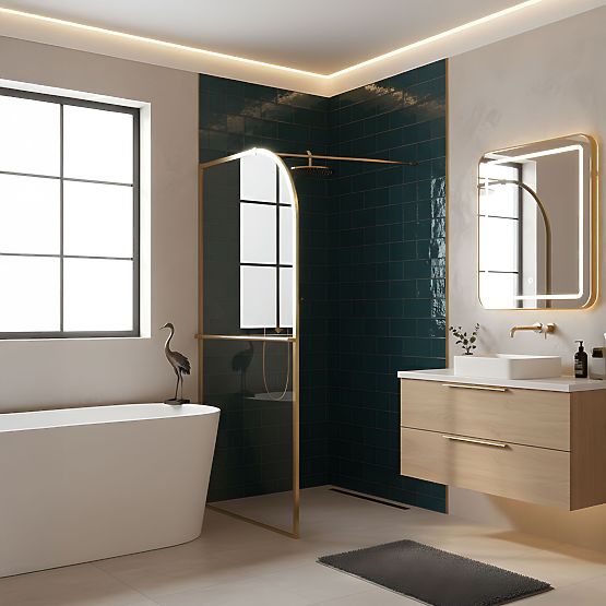 Paroi de douche Rea Sky Brush Gold 100