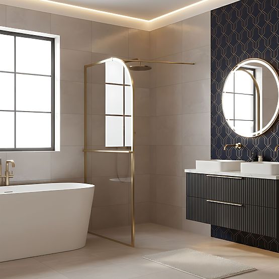 Paroi de douche Rea Sky Brush Gold 100