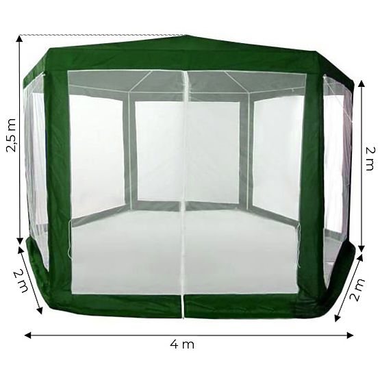 Pavillon de jardin 2x2x2 m avec moustiquaire vert MultiGarden
