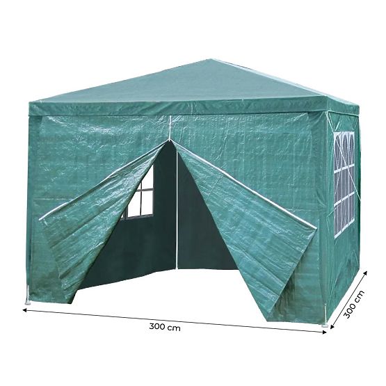 Pavillon de jardin 3x3 m 4 murs vert MultiGarden