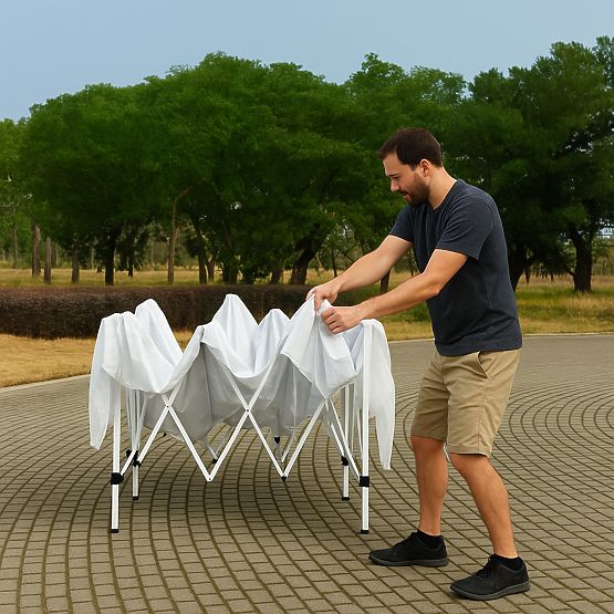 Pavillon de jardin 3x3 m avec toit dépliable automatique pour terrasse et jardin MultiGarden