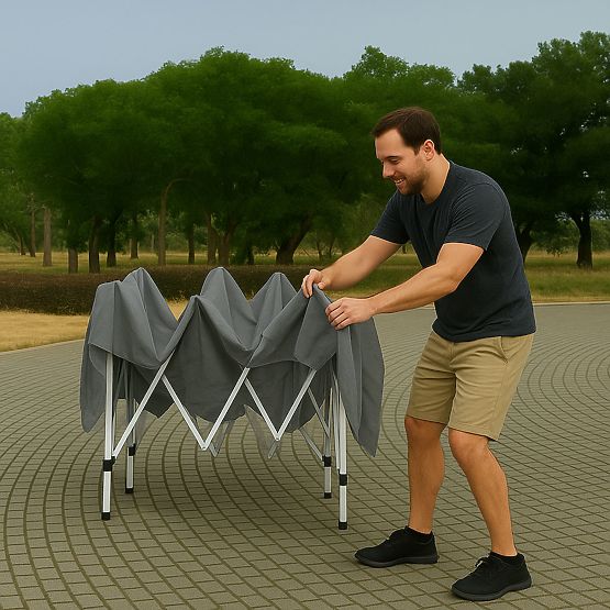 Pavillon de jardin 3x3 m à montage automatique + 4 parois latérales MultiGarden