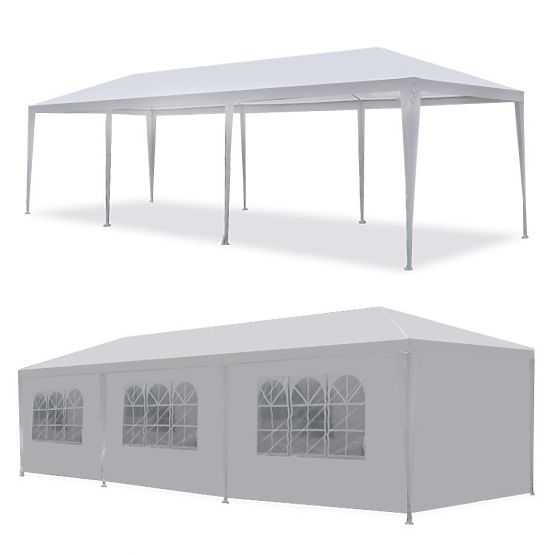 Pavillon de jardin 3x9 m 8 parois blanc MultiGarden