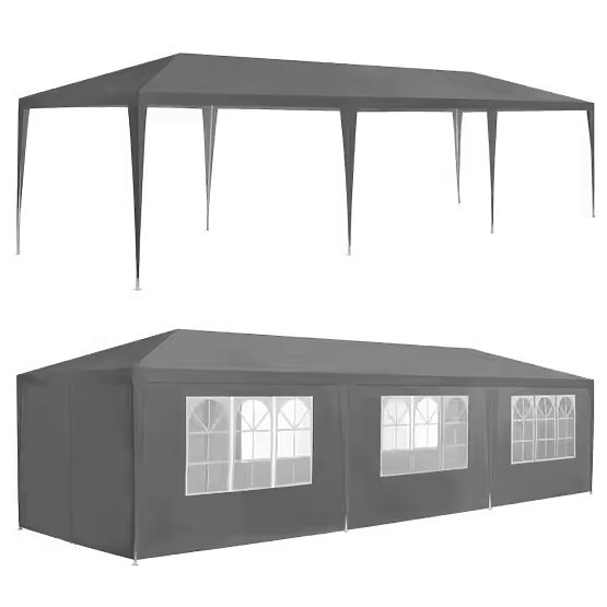Pavillon de jardin 3x9 m 8 parois gris MultiGarden