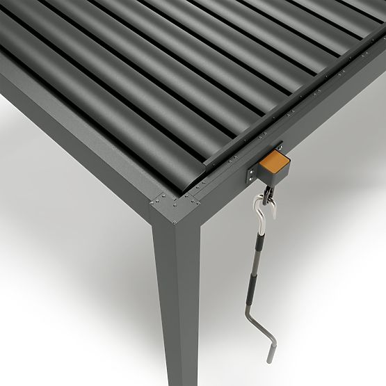 Pergola de jardin autoportante Antilla en aluminium, 5x3 m, bioclimatique, lames mobiles, anthracite