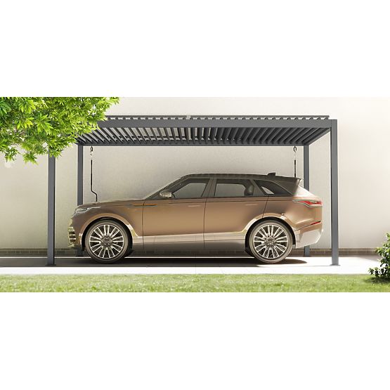 Pergola de jardin autoportante Antilla en aluminium, 5x3 m, bioclimatique, lames mobiles, anthracite