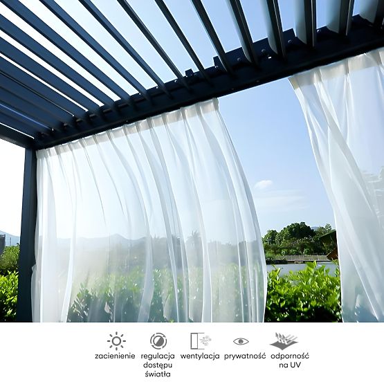 Pergola de jardin autoportante Antilla en aluminium, 5x3 m, bioclimatique, lames mobiles, anthracite