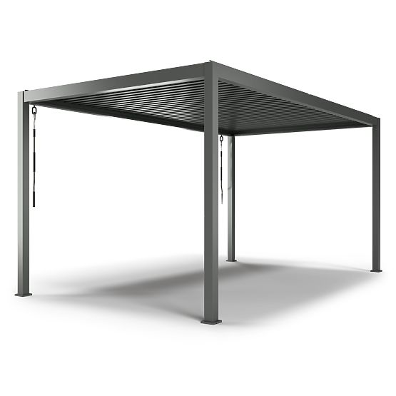 Pergola de jardin autoportante Antilla en aluminium, 5x3 m, bioclimatique, lames mobiles, anthracite