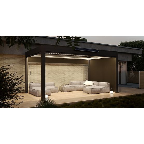 Pergola de jardin autoportante Antilla en aluminium, 5x3 m, bioclimatique, lames mobiles, anthracite