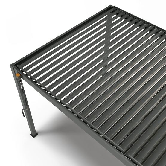 Pergola de jardin autoportante Antilla en aluminium, 6x3 m, bioclimatique, lames mobiles, anthracite