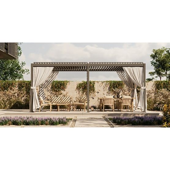 Pergola de jardin autoportante Antilla en aluminium, 6x3 m, bioclimatique, lames mobiles, anthracite
