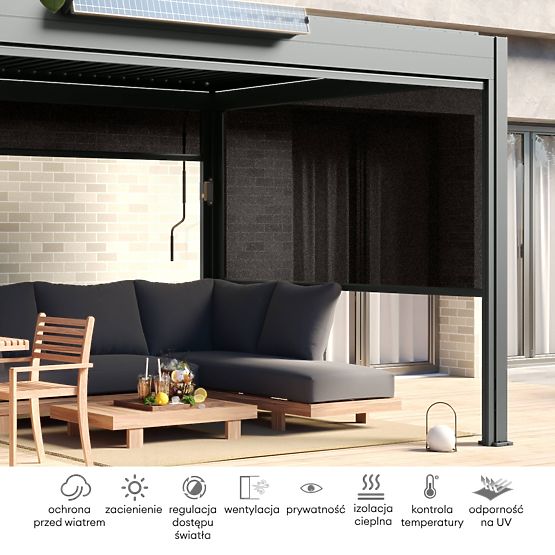 Pergola de jardin autoportante Antilla en aluminium, 6x3 m, bioclimatique, lames mobiles, anthracite