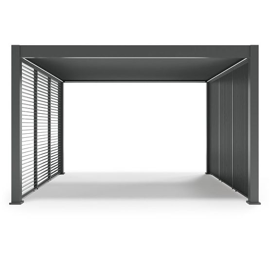 Pergola de jardin autoportante Lumera en aluminium, 4x4 m, bioclimatique, éclairage LED, électrique