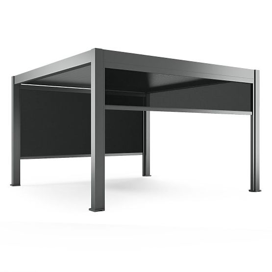 Pergola de jardin autoportante Lumera en aluminium, 4x4 m, bioclimatique, éclairage LED, électrique