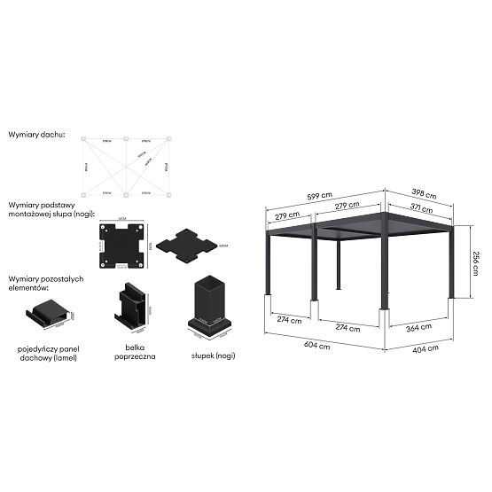 Pergola de jardin autoportante Lumera en aluminium, 4x6 m, bioclimatique, éclairage LED, électrique