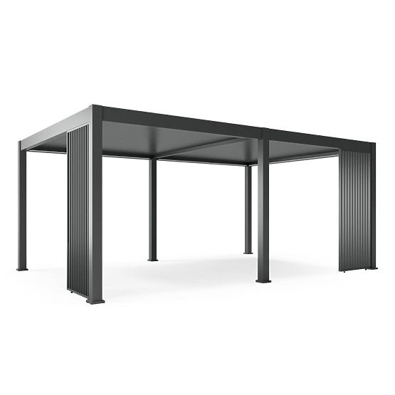 Pergola de jardin autoportante Lumera en aluminium, 4x6 m, bioclimatique, éclairage LED, électrique