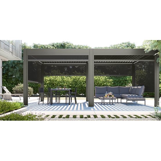 Pergola de jardin autoportante Lumera en aluminium, 4x6 m, bioclimatique, éclairage LED, électrique