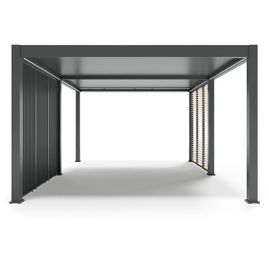 Pergola de jardin autoportante Lumera en aluminium, 4x6 m, bioclimatique, éclairage LED, électrique