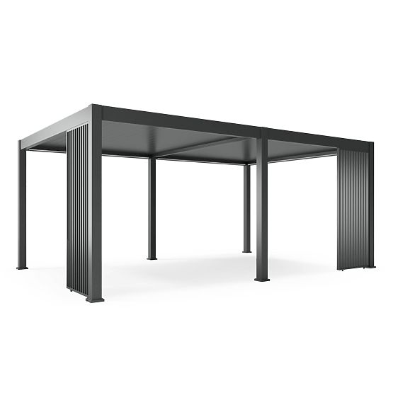 Pergola de jardin autoportante Lumera en aluminium, 4x6 m, bioclimatique, éclairage LED, électrique