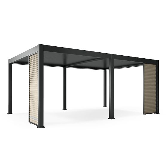 Pergola de jardin autoportante Lumera en aluminium, 4x6 m, bioclimatique, éclairage LED, électrique