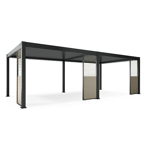 Pergola de jardin autoportante Lumera en aluminium, 4x8 m, bioclimatique, éclairage LED, électrique