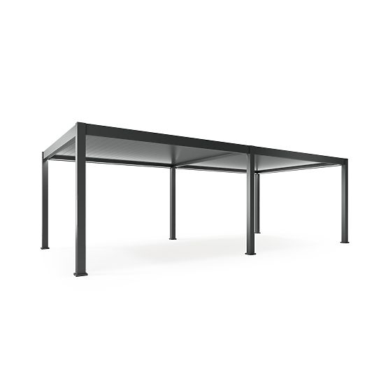 Pergola de jardin autoportante Lumera en aluminium, 4x8 m, bioclimatique, éclairage LED, électrique