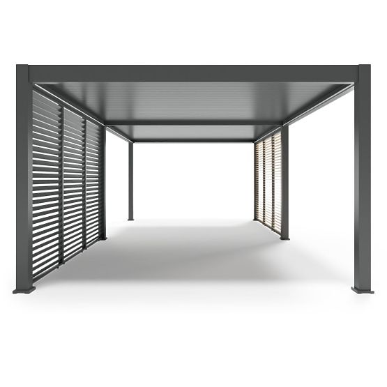 Pergola de jardin autoportante Lumera en aluminium, 4x8 m, bioclimatique, éclairage LED, électrique