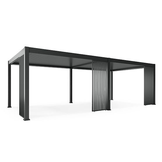 Pergola de jardin autoportante Lumera en aluminium, 4x8 m, bioclimatique, éclairage LED, électrique