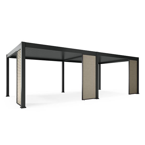 Pergola de jardin autoportante Lumera en aluminium, 4x8 m, bioclimatique, éclairage LED, électrique