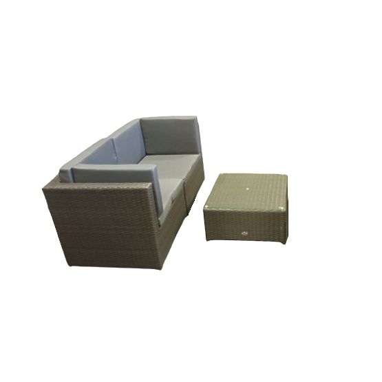 Petit ensemble de terrasse en résine tressée (canapé+table) TINTO gris